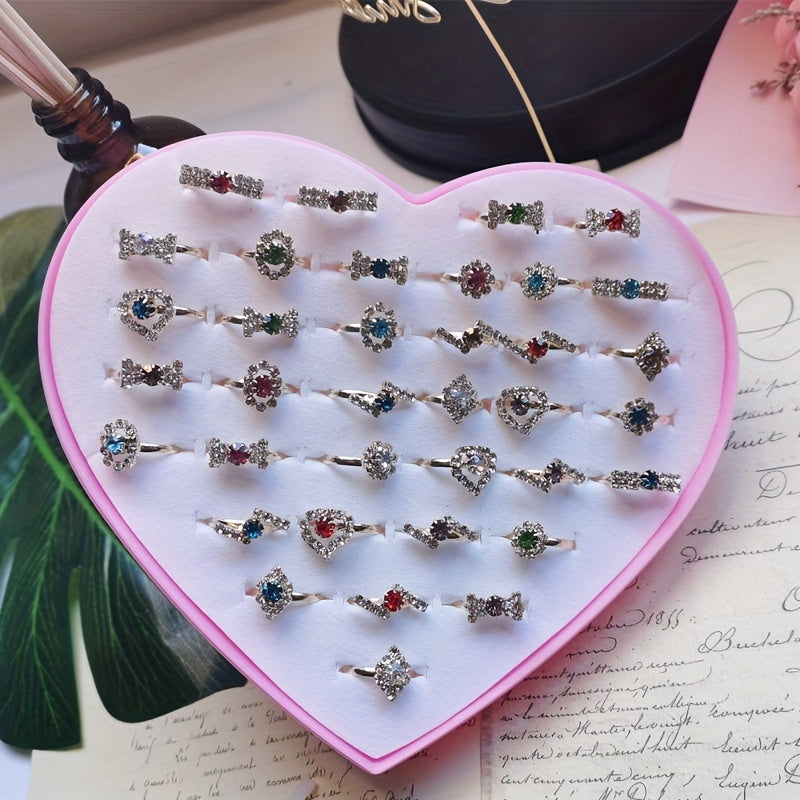 5pcs Children's Adjustable Diamond Alloy Ring