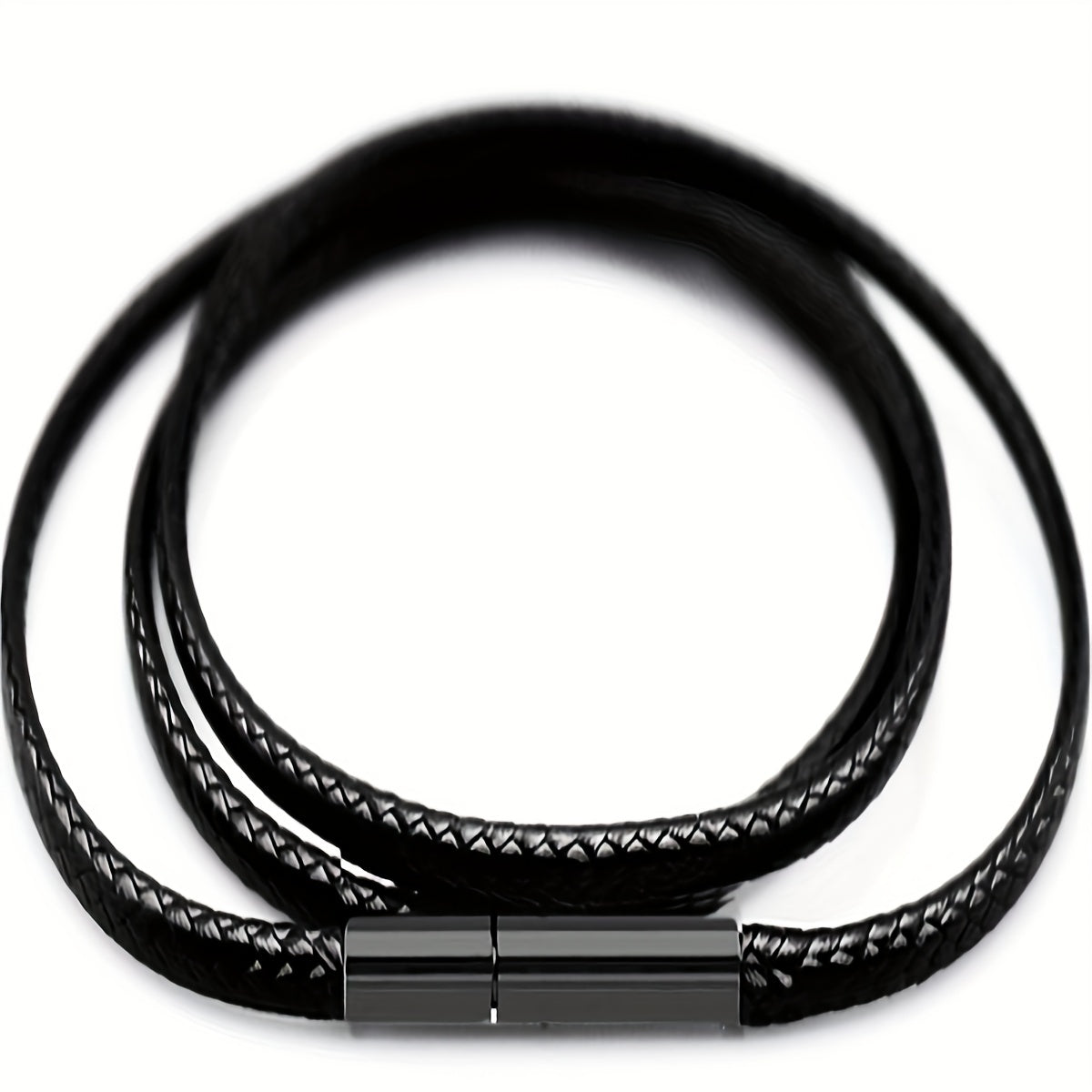 Men's 3mm Wax Leather Cord Necklace with Stainless Steel Buckle