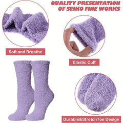 5 Pairs Women's Winter Fuzzy Socks Cozy Fluffy Warm Slipper Socks