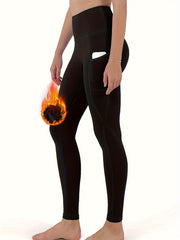 High Waisted Thermal Fleece Lined Leggings With Pocket