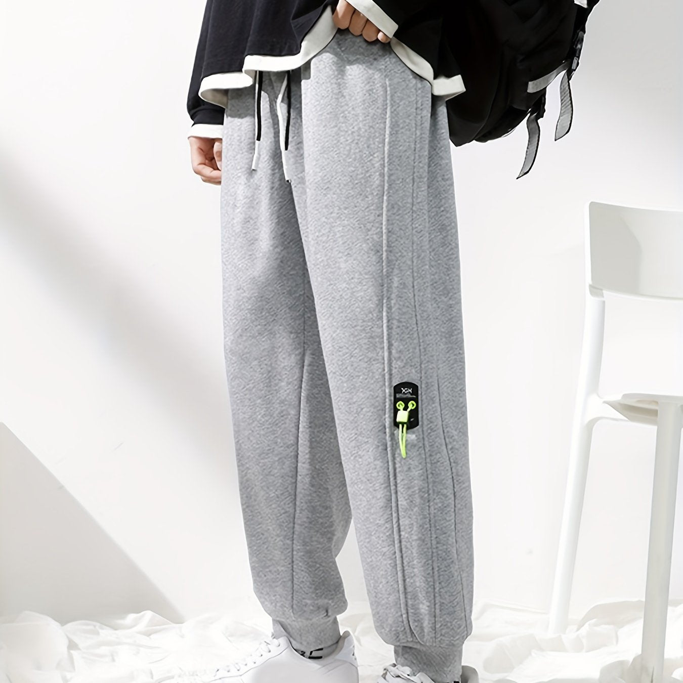 Solid Men's Sweatpants with Pockets Drawstring Active Pants