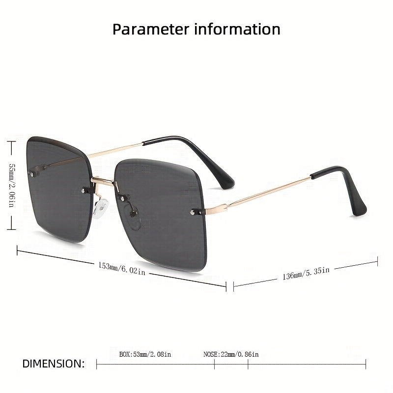 Square Rimless Sunglasses UV400 Gradient Glasses