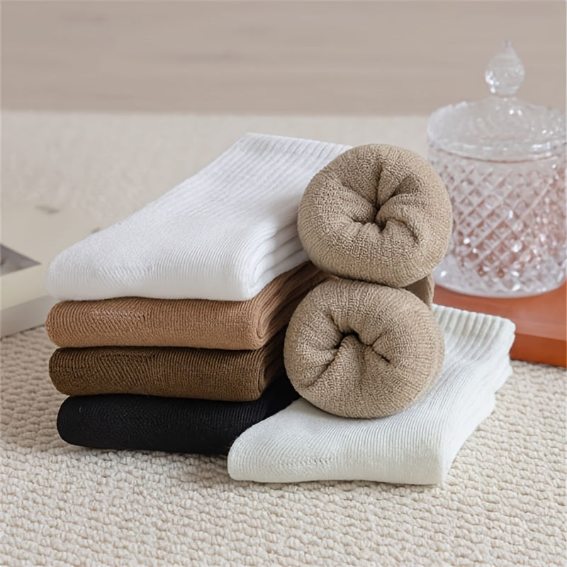 6 Pairs Ribbed Mid Tube Socks Women's Stockings