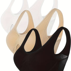 3 Pack Plus Size Sports Bras Set Women's Plus Breathable Padded Bras