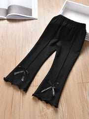 Girl Sweet Bow Flare Pants Soft Stretch Bell Bottom Pants