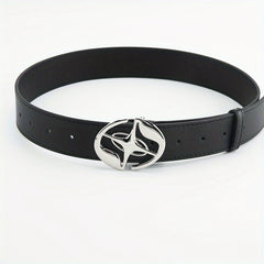 Oval Cross Metal Buckle Belt Casual Jeans Belt Unisex