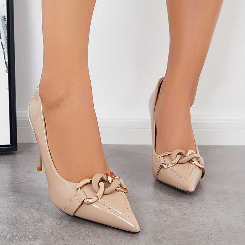 Women's Sexy Pointed Toe High Heels Chain Stiletto Heels
