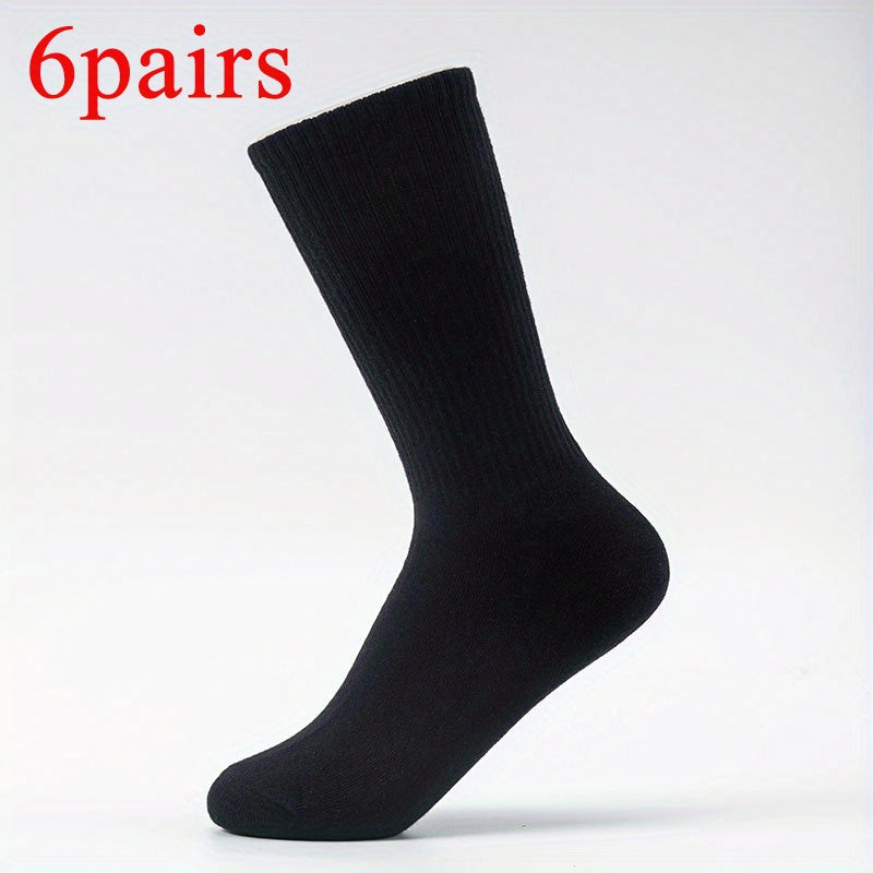 6 Pairs Cotton Mid-Calf Socks for Men and Women