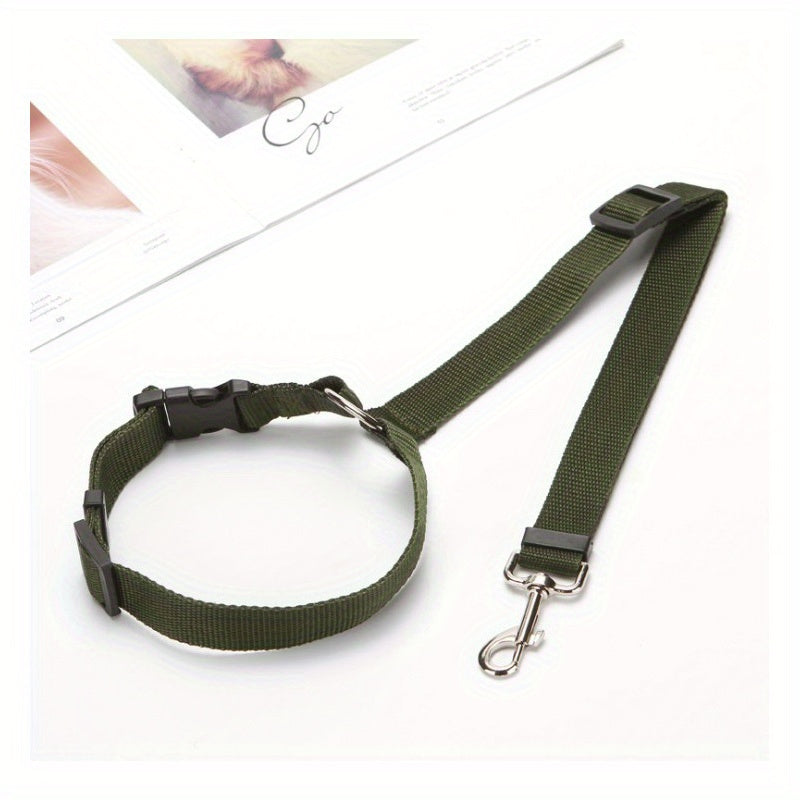2-in-1 Pet Car Seat Belt Nylon Lead Leash Backseat Safety Belt Adjustable