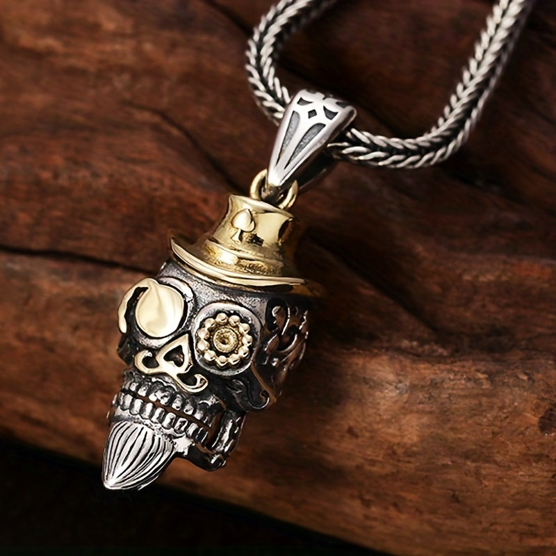 Men's Stainless Steel Skull Head Pendant Vintage Necklace
