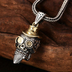 Men's Stainless Steel Skull Head Pendant Vintage Necklace