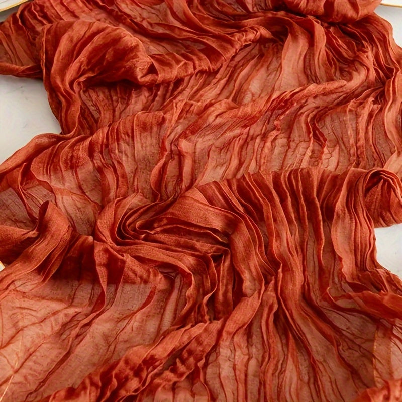 Bohemian Crepe Table Runner, Nomadic Style Long Gauze for Weddings