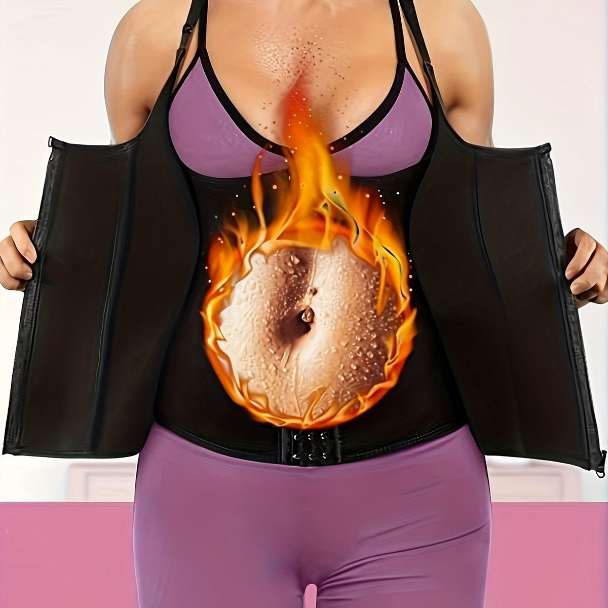 Women's Zipper Waist Trainer Vest Corset Neoprene Sweat Sauna Tank Top