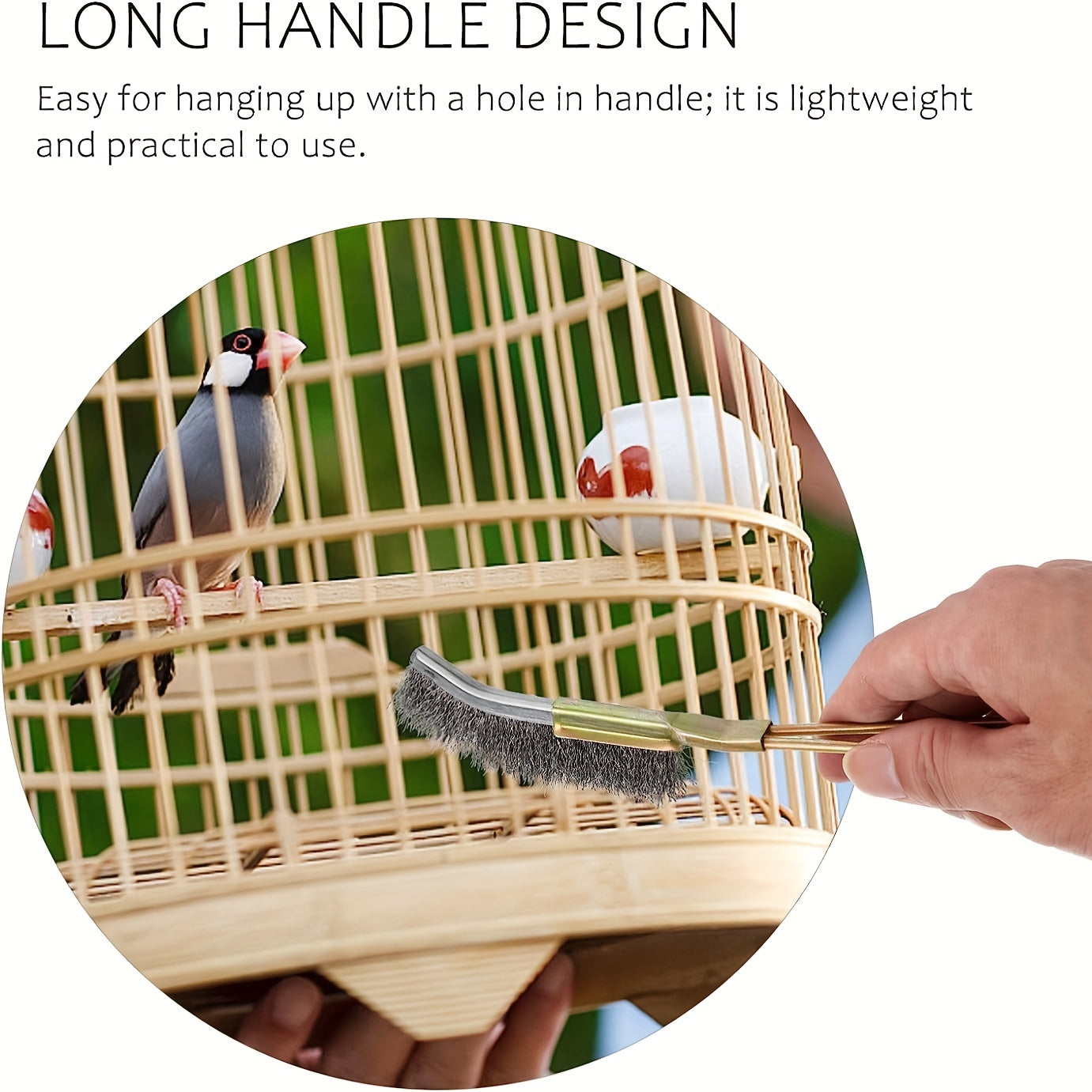 2pcs Long Handle Bird Cage Cleaning Brush and Feeder Parrot Pet Cage Cleaner