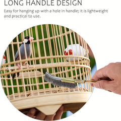 2pcs Long Handle Bird Cage Cleaning Brush and Feeder Parrot Pet Cage Cleaner
