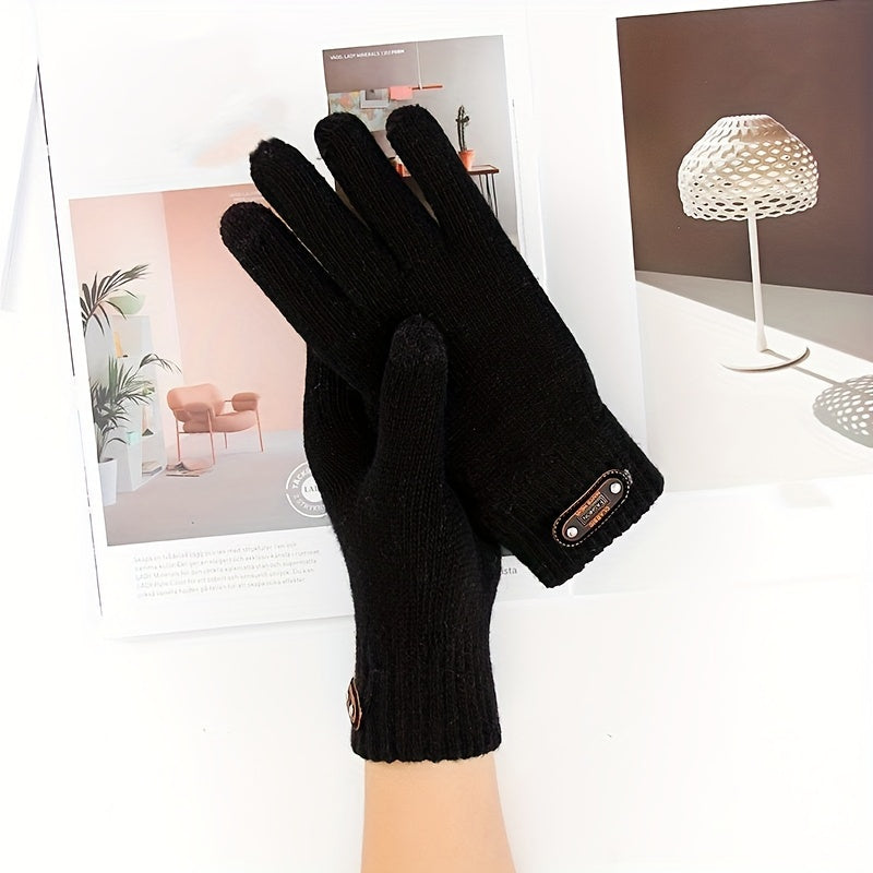 Men's Winter Cycling Gloves Warm Velvet Touch Screen Gloves