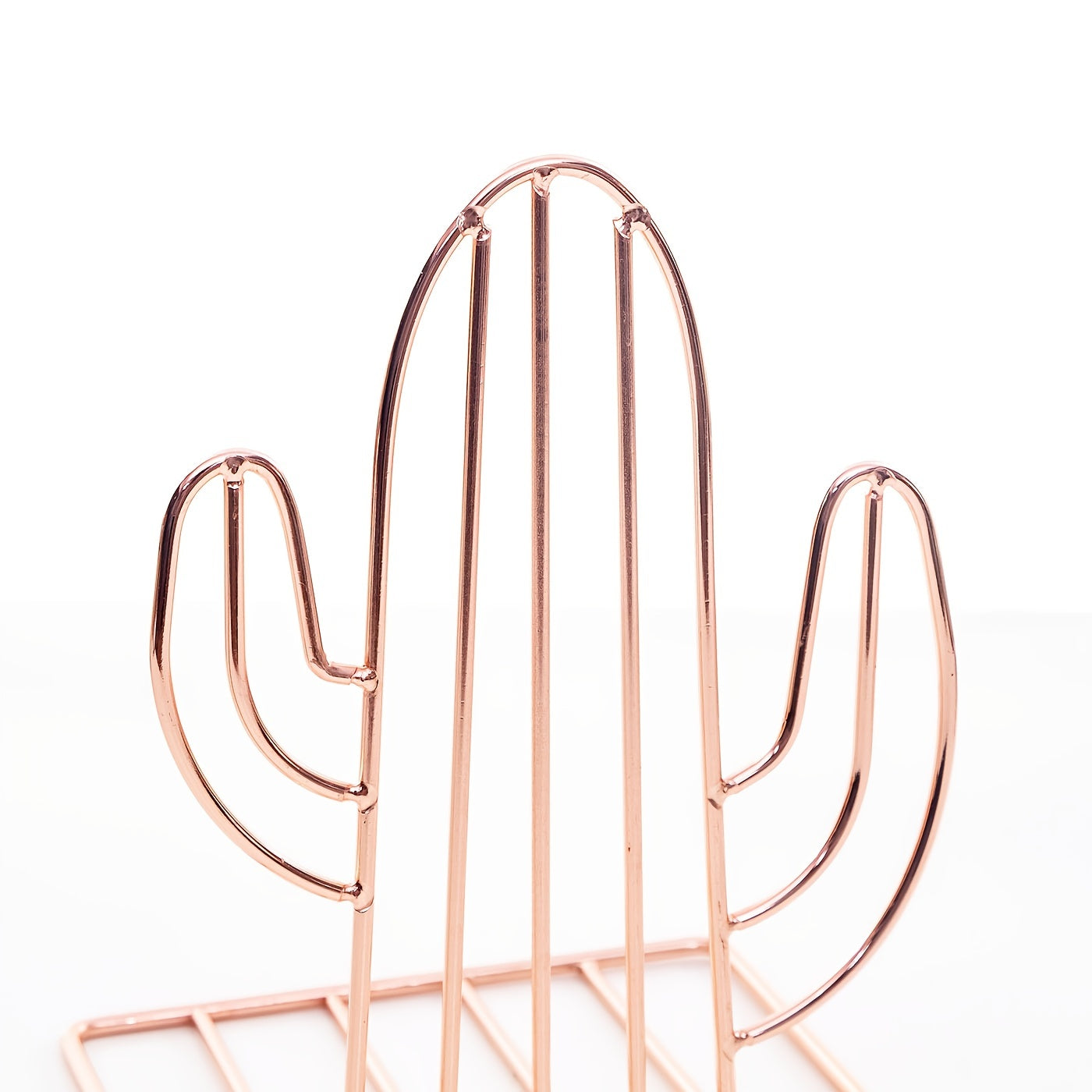 Geometric Metal Cactus Bookends for Shelf Book Stand