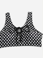  Polka Dot Knot Front Bikini Set Women's Plus Vacation