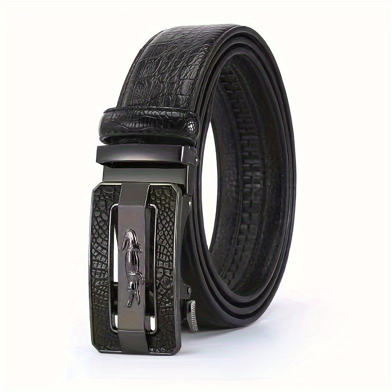 Men's Leather Belt Crocodile Pattern Automatic Buckle Business Suit Waist