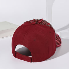 Pearl Rhinestone Bling Baseball Cap for Women Girls