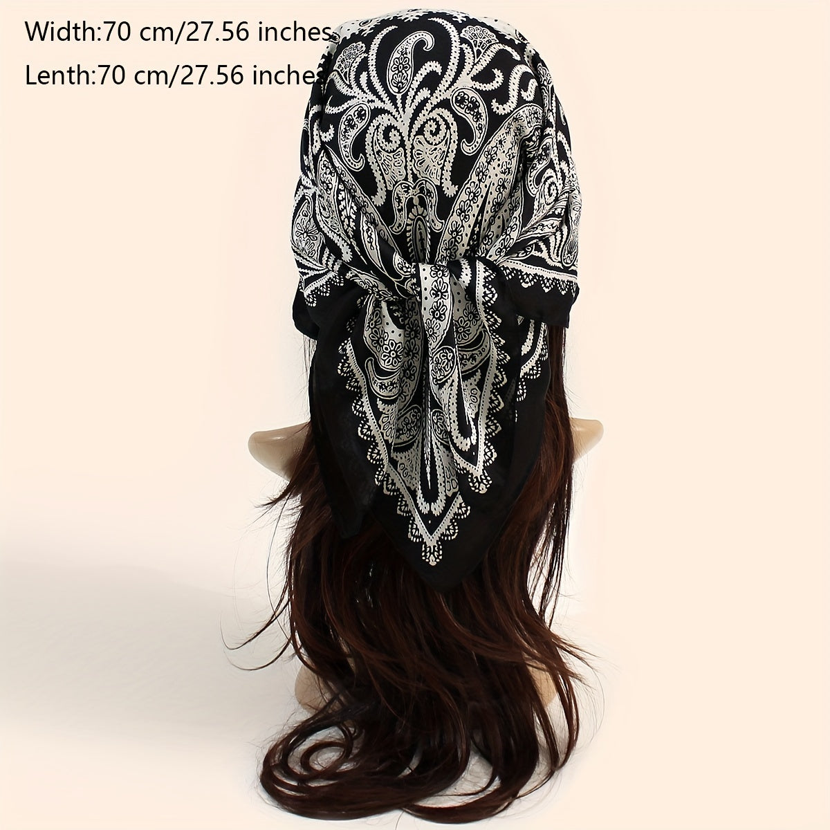 Boho Paisley Printed Square Scarf Silk Feeling Headscarf 70x70cm