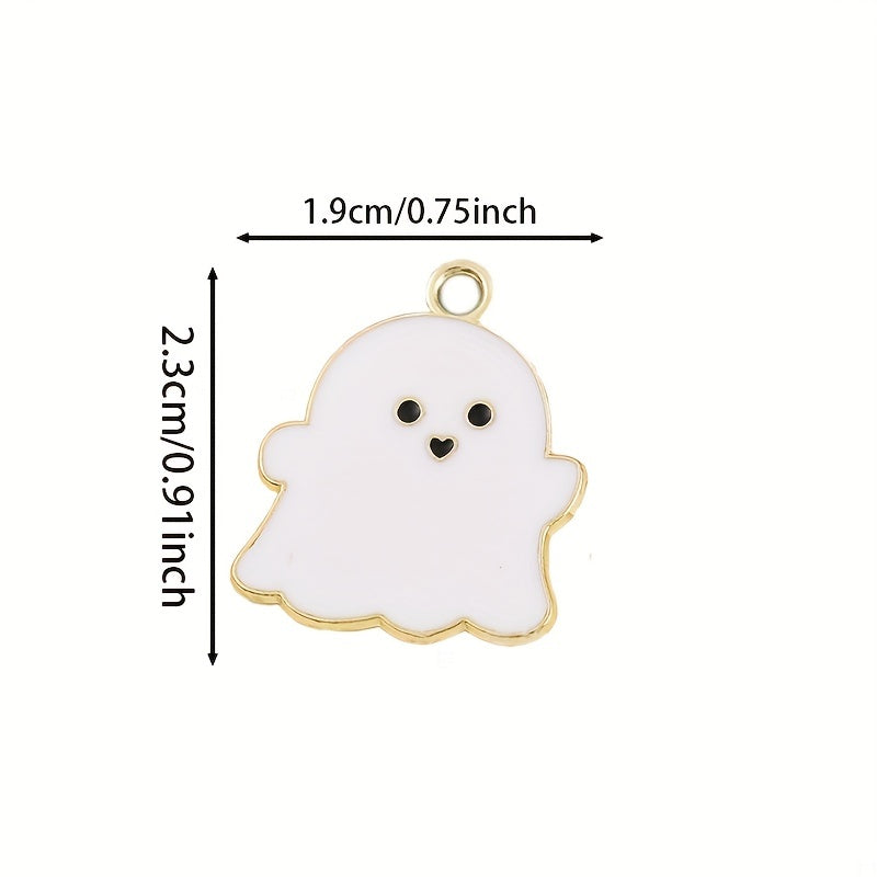 10pcs Cartoon Ghost Charms Alloy Drip Oil Pendant for DIY Jewelry