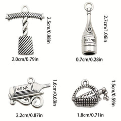 20pcs Wine Glass Barrel Bottle Charms for DIY Jewelry Making