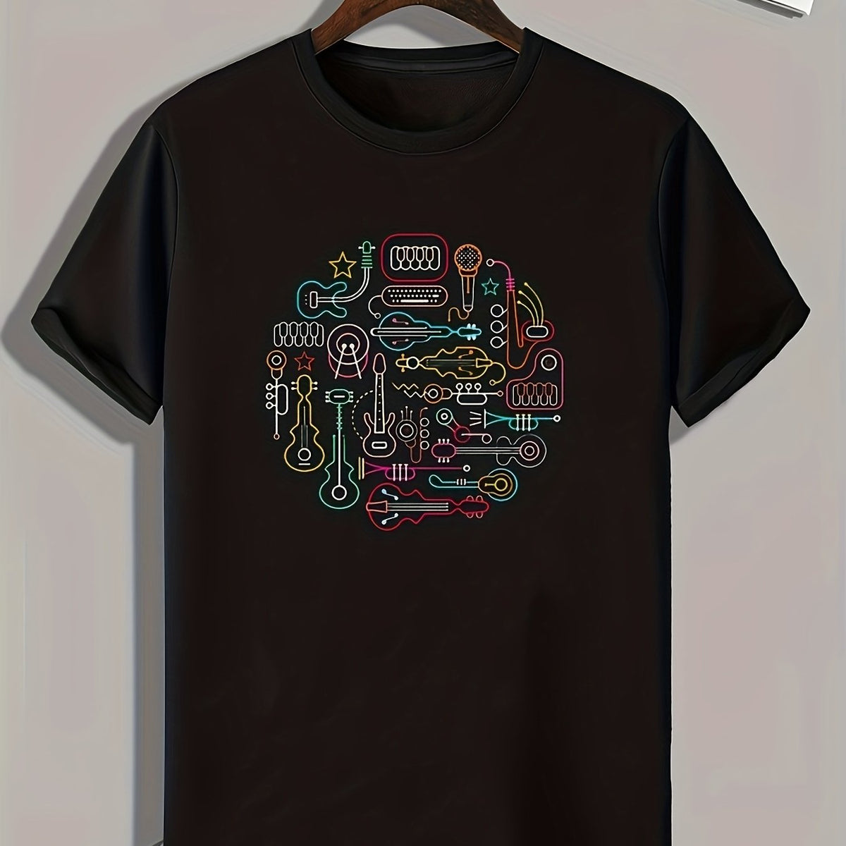 Band Elements Pattern Print Men's Sports T-shirt