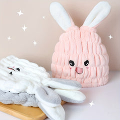 Cartoon Rabbit Hair Drying Cap Coral Velvet Hair Towel