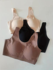 3pcs Leopard Wireless Bras Cut Out Seamless Lingerie