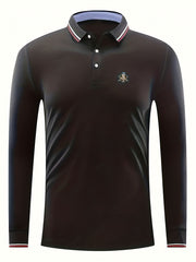 Men's Vintage Baseball Man Print Polo Shirt Casual Slightly Stretch