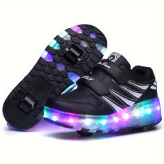 Girl's LED Light Up Roller Shoes with Hook and Loop Closure