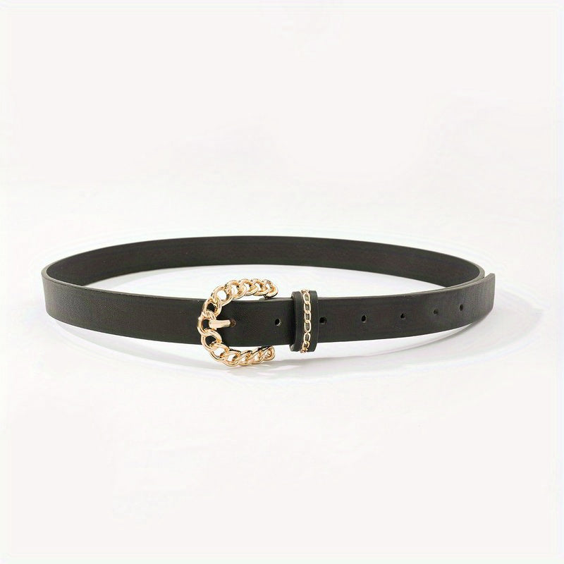 Braided Hollow Out Buckle Belt PU Leather Thin Belt Casual Pants Belt