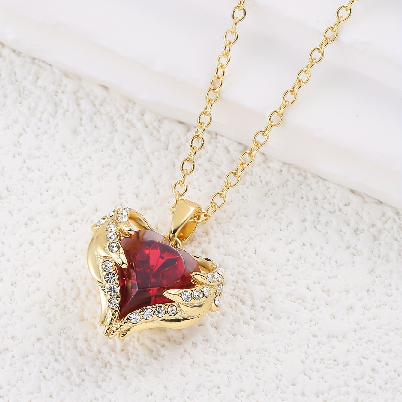 Angel Wings Red Heart Pendant Mother's Gift