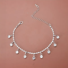 Sparkling Rhinestone Beach Dance Anklet Silver Plated Jewelry