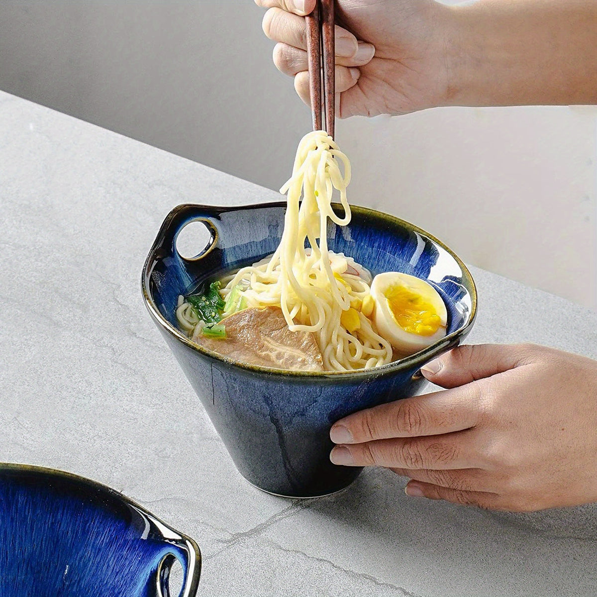 2pcs Ceramic Large Ramen Bowl Set 20oz Porcelain Soup Noodles Pho Udon Salad