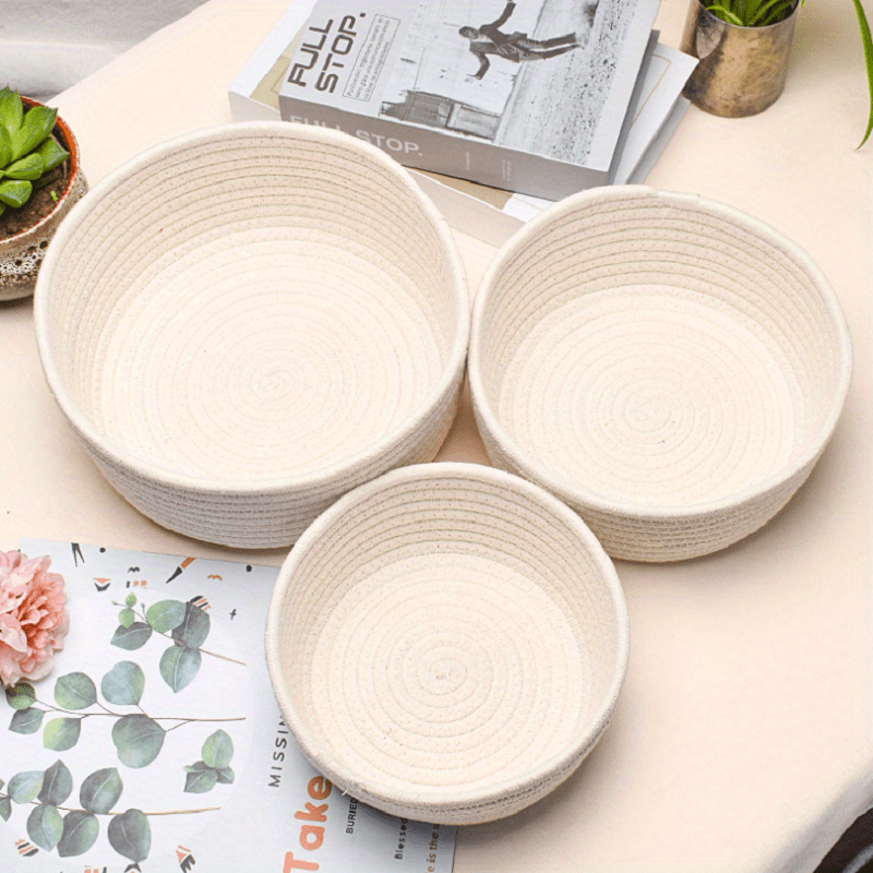 3pcs Cotton And Rope Woven Storage Basket