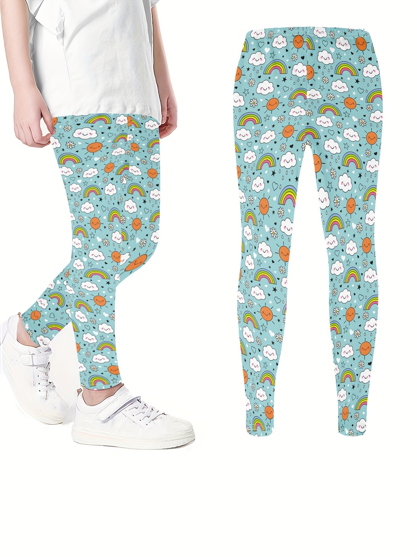 Girls Cartoon Unicorn Print Stretch Soft Leggings Elastic Waist Pants