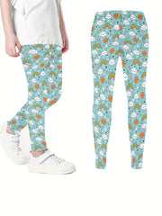 Girls Cartoon Unicorn Print Stretch Soft Leggings Elastic Waist Pants