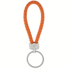 Rhinestone Leather Rope Keychain Ladies Bag Car Key Pendant