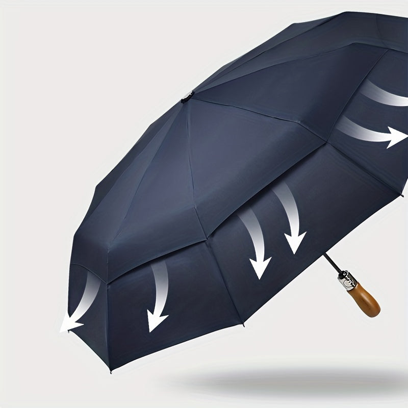 10 Ribs Auto Open Close Umbrella with Leather Cover