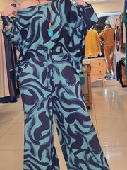  Graphic Print Long Sleeve Top & Drawstring Pants Set