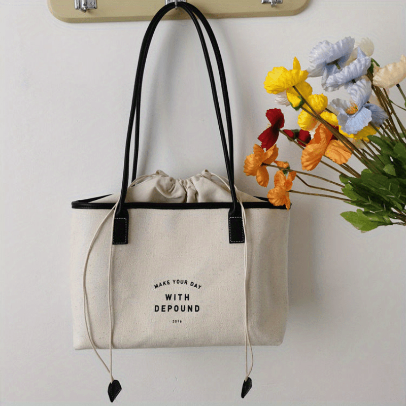 Canvas Underarm Tote Bag With Drawstring Inner Bag