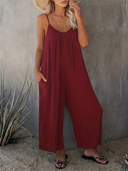  V Neck Wide Leg Summer Jumpsuit