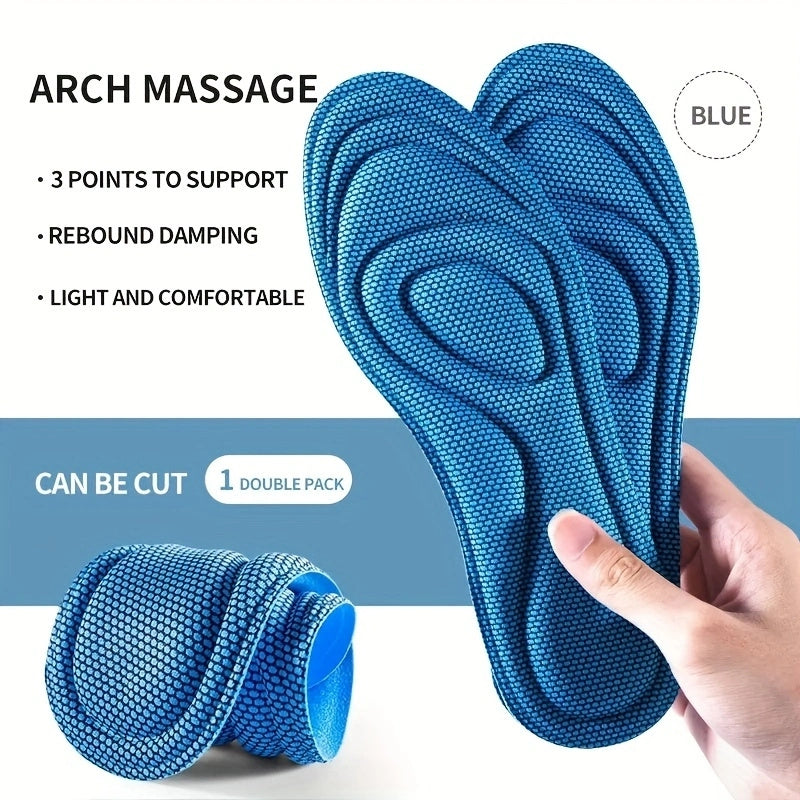 1 Pair 5D Grey Sports Insoles Memory Foam Orthopedic Anti Odor High Elastic