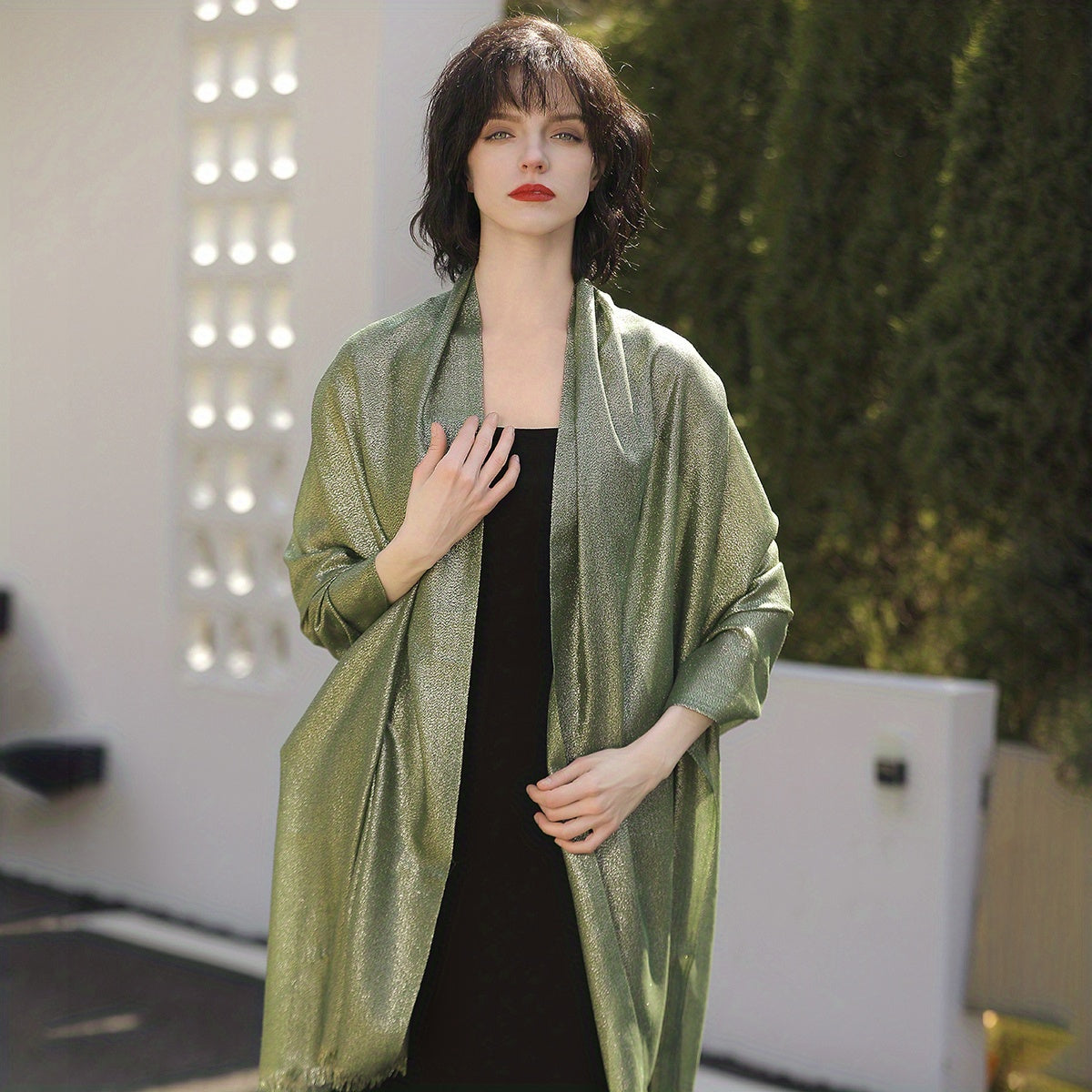 Glitter Tassel Shawl Long Scarf Wrap Women Cape For Party