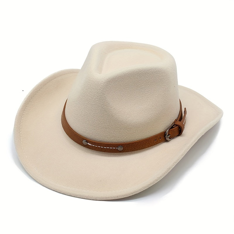 Casual Sunshade Straw Hat with Belt & Metal Buckle for Travel Seaside