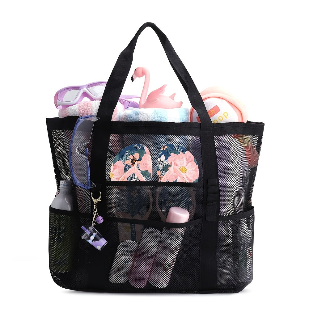 Large Capacity Mesh Shoulder Bag Lightweight Foldable Beach Bag