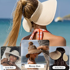 Summer Visor Hat Wide Brim Straw UV Protection Sun Hat