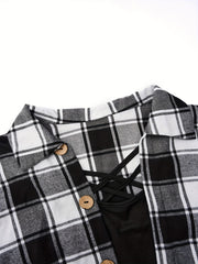  Plaid Print Blouse & Cami Top Set